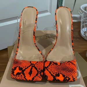 Neon Orange Change Heeled Sandals